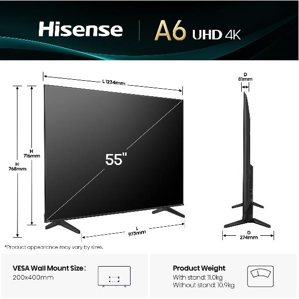 HISENSE 55 A69Q 4K UHD SMART VIDAA U9 55A69Q