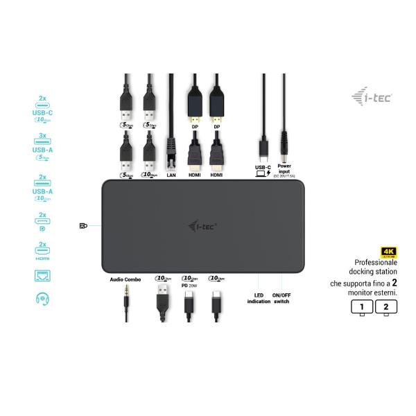 I-TEC USB3.0/C/THUNR3 DUAL 4KDOCGEN2PD100 CADUAL4KDOCKPD2IT