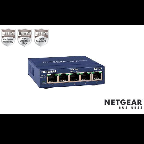 NETGEAR GS105 Non gestito Gigabit Ethernet (10/100/1000) Blu