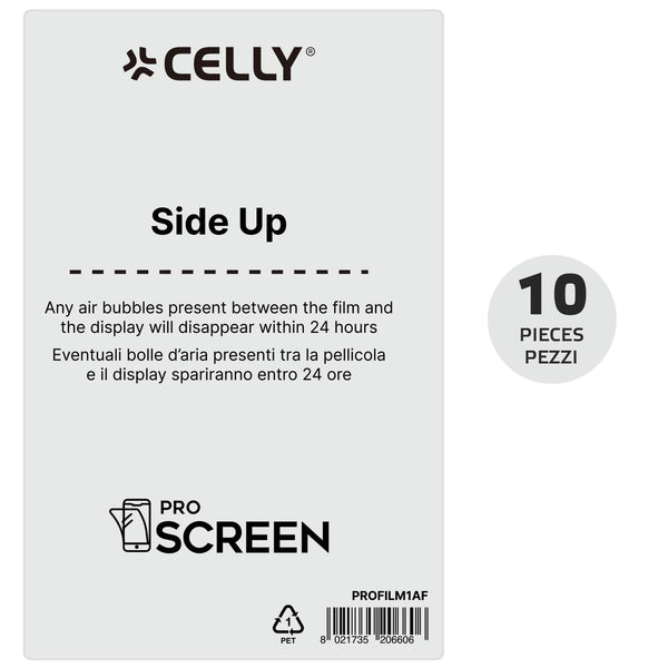 Celly PROFILM10AF protezione per lo schermo e il retro dei telefoni cellulari Pellicola proteggischermo trasparente Universale 10 pz