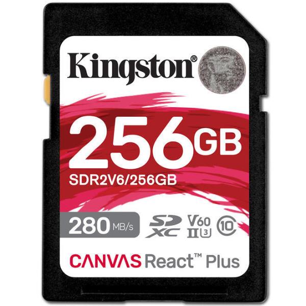 Kingston Technology 256GB Canvas React Plus SDXC UHS-II 280R/150W U3 V60 for Full HD/4K