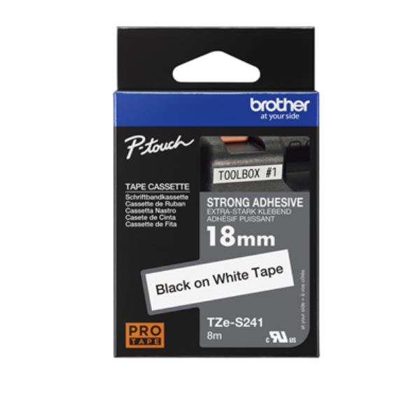 BROTHER NASTRO 18MM NERA/BIANCO ADES RESIS TZES241