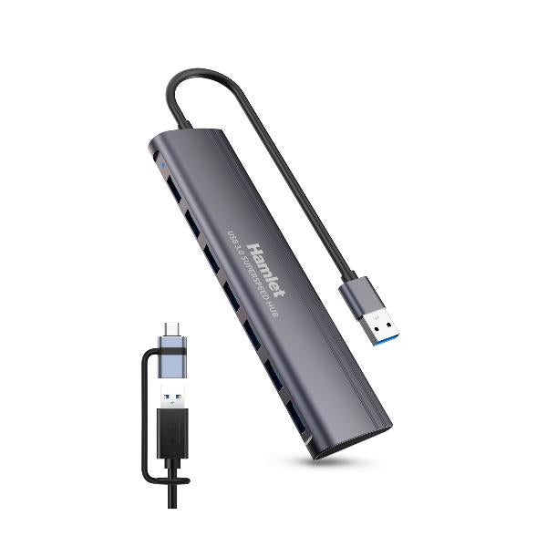 HAMLET HUB USB 3.0 7 PORTE + USB-C ADAPTER XHUB-07A3CX