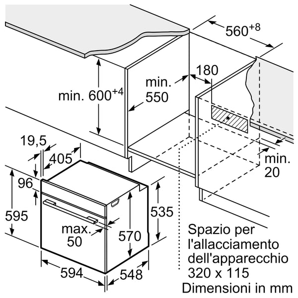 Bosch Serie 4 HBA534BS3 Forno da incasso 60 x 60 cm Acciaio Classe A+