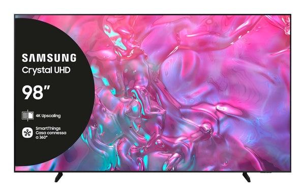 Samsung TV Crystal UHD 4K 98” UE98DU9070UXZT Smart TV Wi-Fi Graphite Black 2024, Processore Crystal 4K, 4K Upscaling, Slim Look, OTS Lite
