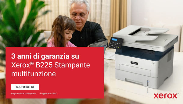 Xerox B225 A4 34 ppm Copia/Stampa/Scansione wireless con stampa fronte/retro PS3 PCL5e/6 ADF 2 vassoi Totale 251 fogli