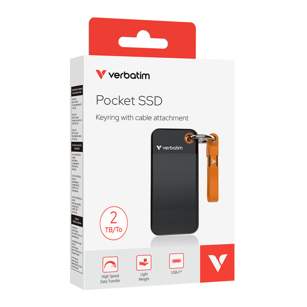 Verbatim Pocket SSD 2 TB USB tipo-C 3.2 Gen 2 (3.1 Gen 2) Nero, Arancione
